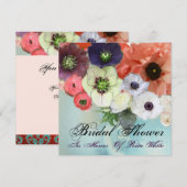 WITTE RODE ROZEN EN ANEMONE BLOEMEN BRUIDSSHOWER KAART (Voorkant / Achterkant)