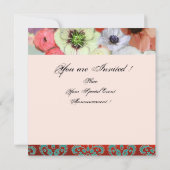 WITTE RODE ROZEN EN ANEMONE BLOEMEN BRUIDSSHOWER KAART (Achterkant)