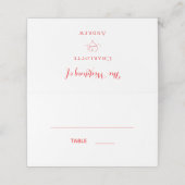 Witte rode script bruiloft plaatskaartje (Buitenkant ongevouwen)