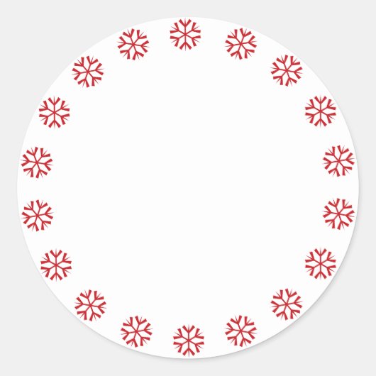Witte rode sneeuwvlokken, blanco kerstmis ronde sticker (Voorkant)