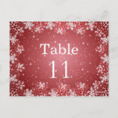 Witte rode sneeuwvlokken trouwtafel nummer kaart (Achterkant)