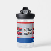 Witte & Rode Sportieve Auto Enthousiastelingen Waterfles (Voorkant)