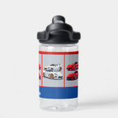 Witte & Rode Sportieve Auto Enthousiastelingen Waterfles (Achterkant)