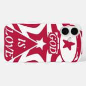 Witte & Rode Ster - Krachtig Contrast "God Is Lief Case-Mate iPhone Case (Achterkant (horizontaal))