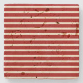 Witte rode strepen stenen onderzetter (Voorkant)