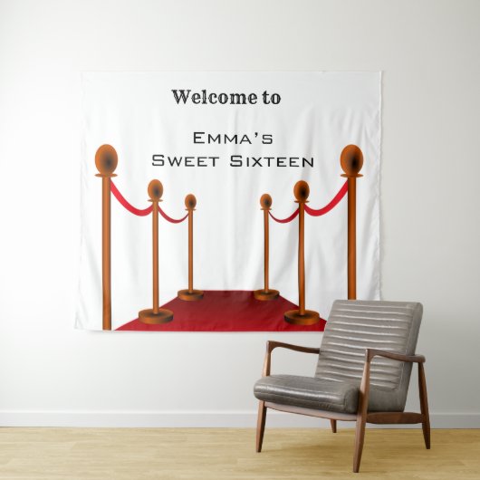 Witte rode tapijt Hollywood Sweet 16e verjaardag Wandkleed (In Situ (horizontaal))