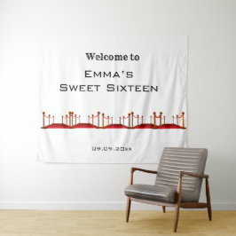 Witte rode tapijt Hollywood Sweet 16e verjaardag Wandkleed