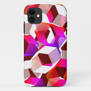 Witte, rode tot roze hexagons op donkerrode achter Case-Mate iPhone case