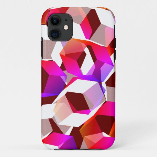 Witte, rode tot roze hexagons op donkerrode achter Case-Mate iPhone case (Achterkant)