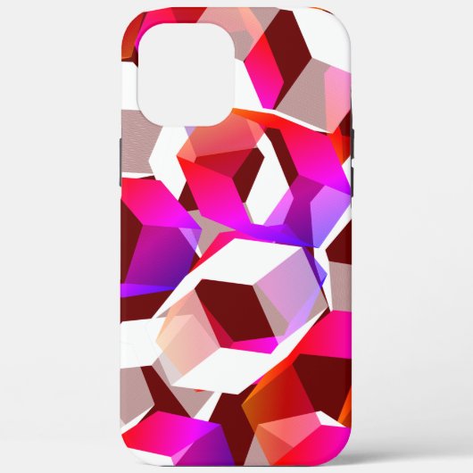 Witte, rode tot roze hexagons op donkerrode achter Case-Mate iPhone case (Achterkant)