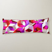 Witte, rode tot roze hexagons op donkerrode achter lichaamskussen (Achterkant)