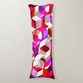 Witte, rode tot roze hexagons op donkerrode achter lichaamskussen (Voorkant Verticaal)