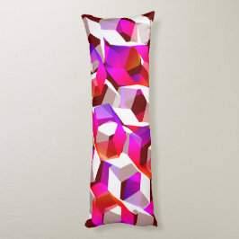 Witte, rode tot roze hexagons op donkerrode achter lichaamskussen