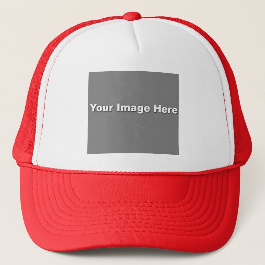 Witte/Rode Trucker Hat Sjabloon Pet (Voorkant)