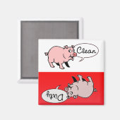 Witte & Rode Varkens Magneet (Voorkant / Achterkant)