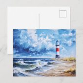 Witte rode vuurtoren van de Baltische Zee kust. Ku Briefkaart (Voorkant / Achterkant)