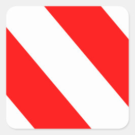 Witte rode waarschuwingsstrepen vierkante sticker