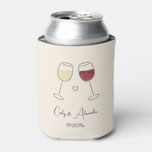 Witte Rode Wijnglas Cheers Wedding Verloving Blikjeskoeler