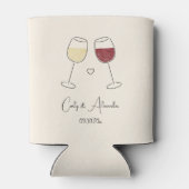 Witte Rode Wijnglas Cheers Wedding Verloving Blikjeskoeler (Achterkant)