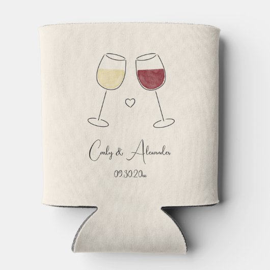 Witte Rode Wijnglas Cheers Wedding Verloving Blikjeskoeler (Achterkant)