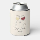 Witte Rode Wijnglas Cheers Wedding Verloving Blikjeskoeler (Blikje Achterkant)