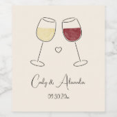 Witte Rode Wijnglas Cheers Wedding Verloving Wijn Etiket (Enkel label)