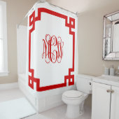 Witte Rode Wing Monogram Doe-het-zelf BG & Griekse Douchegordijn (In situ)