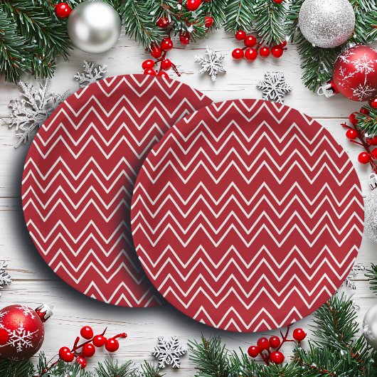 Witte Rode Winter Feestelijk Papieren Bordje