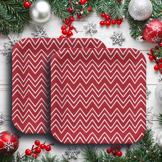 Witte Rode Winter Feestelijk Papieren Bordje