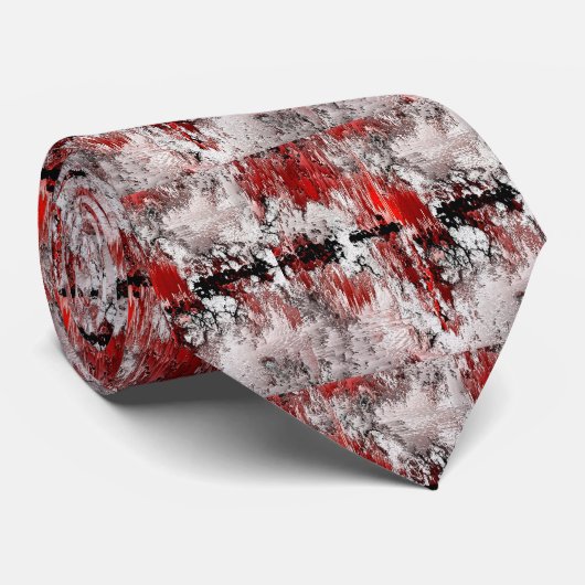 Witte rode zwarte abstractie stropdas (Opgerold)