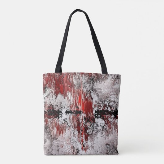 Witte rode zwarte abstractie tote bag (Achterkant)