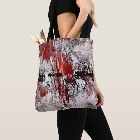 Witte rode zwarte abstractie tote bag (Dichtbij)