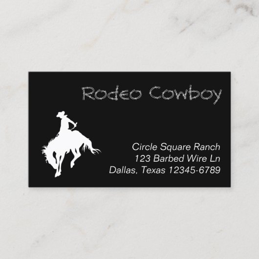 Witte Rodeo Cowboy Vorm Visitekaartje (Voorkant)
