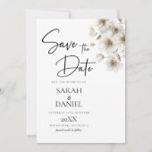 Witte Roestige Bloem Elegante Bruiloft Save The Date (Voorkant)