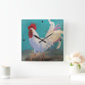 Witte roestmoerklok Turquoise (met markeertekens) Vierkante Klok (Huis)