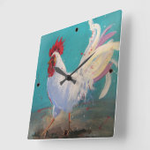 Witte roestmoerklok Turquoise (met markeertekens) Vierkante Klok (Hoek)