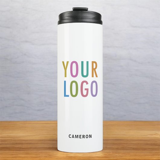 Witte Roestvrijstalen Tumbler Business Logo 12 oz Thermosbeker
