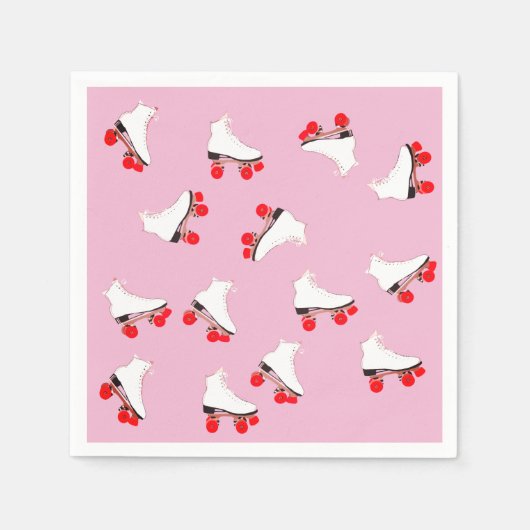 Witte Roller Schaatsen Cocktail servet (Voorkant)