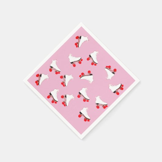 Witte Roller Schaatsen Cocktail servet (Hoek)