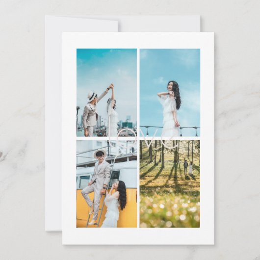 Witte Romance Liefde Fotocollage Wedding Kaart (Voorkant)