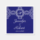 Witte Romance monogram bruiloft Servet (Voorkant)