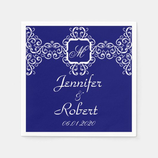 Witte Romance monogram bruiloft Servet (Voorkant)