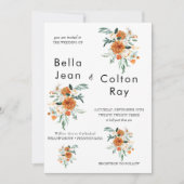 Witte Romantische Floral cascade bruiloft uitnodig Kaart (Voorkant)