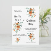 Witte Romantische Floral cascade bruiloft uitnodig Kaart (Staand voorkant)