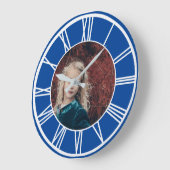 Witte Romeins Numeriek Blauw voeg Ronde Foto toe Grote Klok (Hoek)