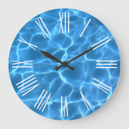 Witte Romeinse cijfers Aqua blauwe zwembad Grote Klok
