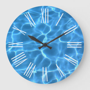 Witte Romeinse cijfers Aqua blauwe zwembad Grote Klok