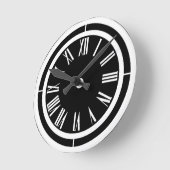 Witte Romeinse cijfers op zwarte wandklok (Hoek)