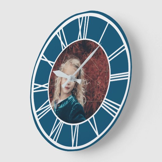 Witte Romeinse Numerieke Grens Blauw RD Foto toevo Grote Klok (Hoek)