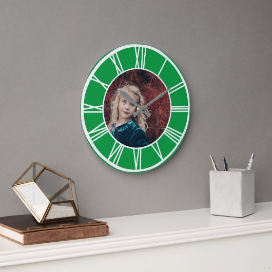 Witte Romeinse Numerieke Grens Groen voeg Ronde va Grote Klok (Kantoor)